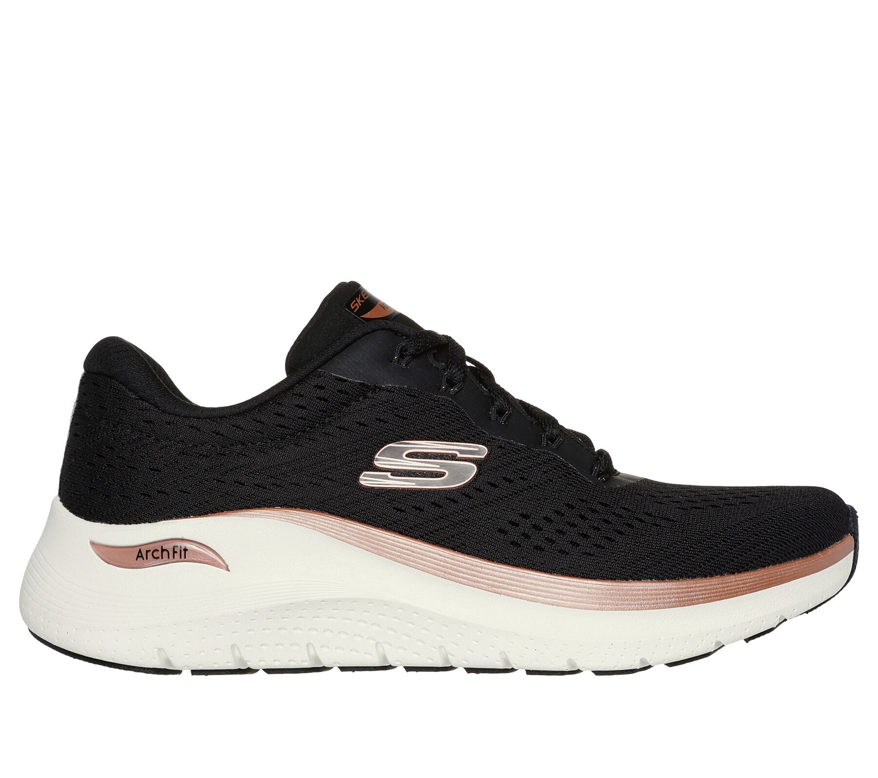 SKECHERS WOMENS ARCH FIT 2.0 TRAINER BLACK ROSE GOLD