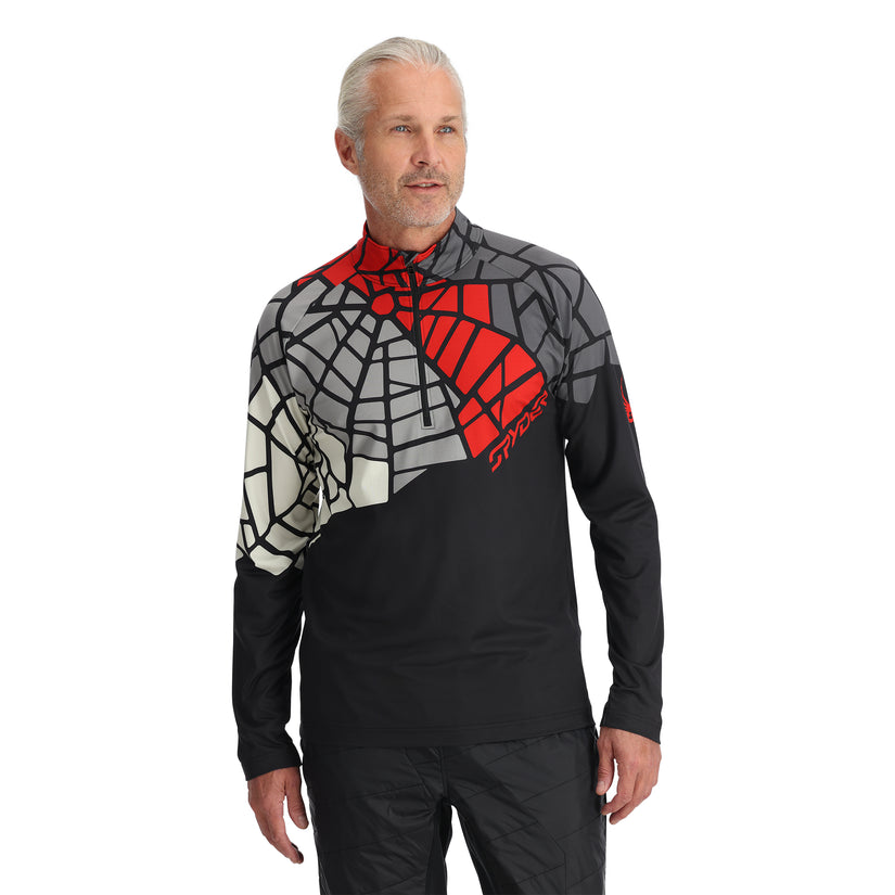 SPYDER MENS LEGACY 1/2 ZIP MIDLAYER BLACK/RED