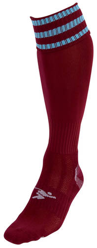 PRECISION 3 STRIPE PRO FOOTBALL SOCK MAROON/SKY BLUE