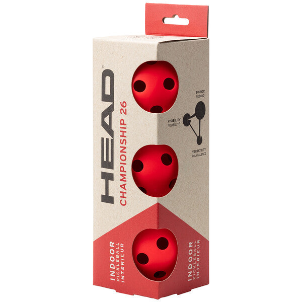 HEAD CHAMPIONSHIP 26 INDOOR PICKLEBALL 3 PACK RED