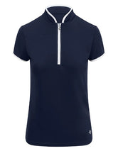 Load image into Gallery viewer, PURE GOLF WOMENS BLOOM CAP SLEEVE POLO SHIRT - NAVY
