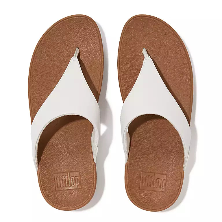 FITFLOP LULU LEATHER TOE-POST WHITE SIZE 5