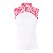 Load image into Gallery viewer, PURE GOLF WOMENS FREDA SLEEVELESS POLO SHIRT PETAL POLKA
