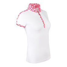 Load image into Gallery viewer, PURE GOLF WOMENS BROOKE CAP POLO SHIRT PETAL POLKA
