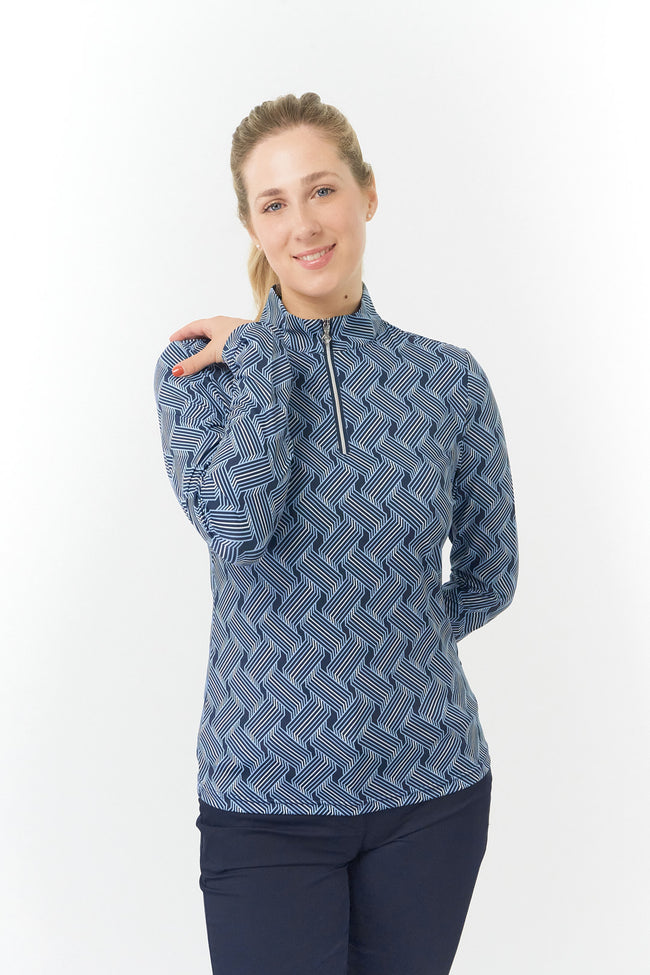 PURE GOLF ARUSHA LADIES GOLF QUARTER ZIP TOP- OPTICAL WEAVE