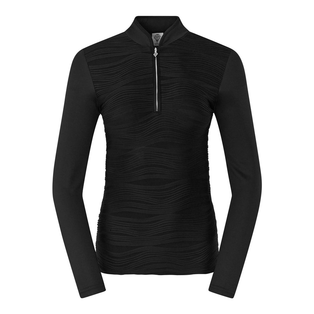 PURE GOLF COVE LONG SLEEVE 1/4 ZIP TOP BLACK