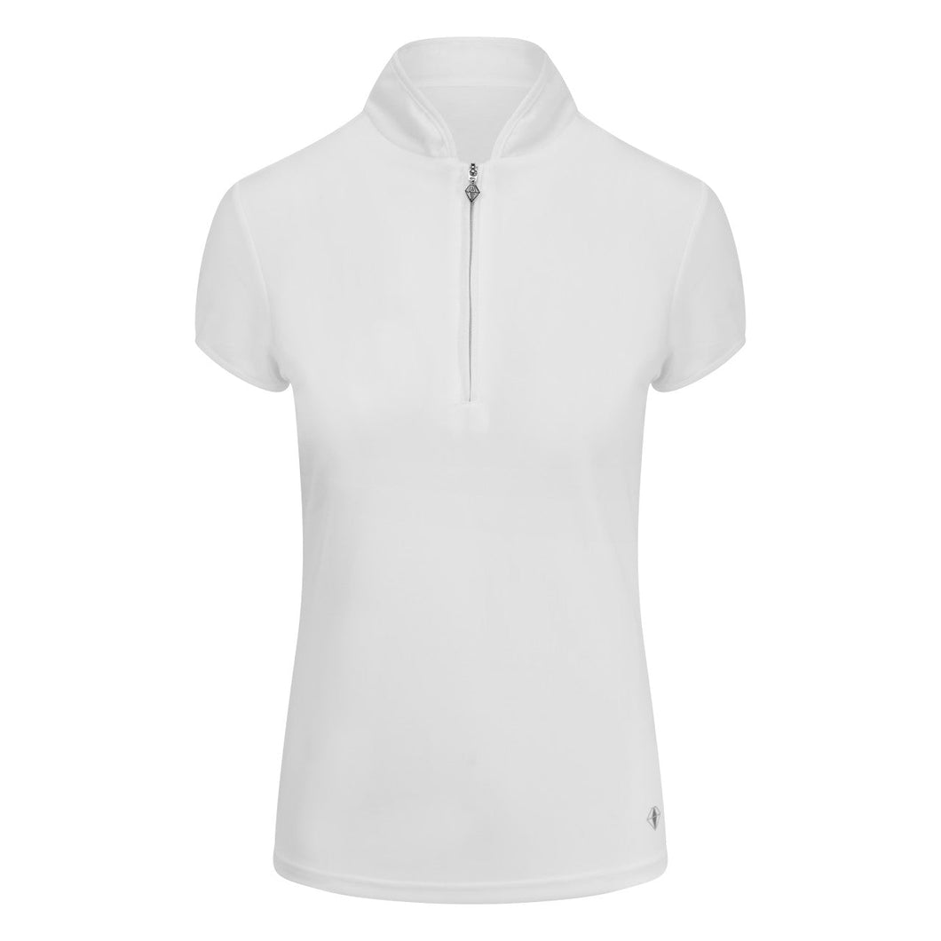 PURE GOLF WOMENS BLOOM CAP SLEEVE POLO SHIRT WHITE