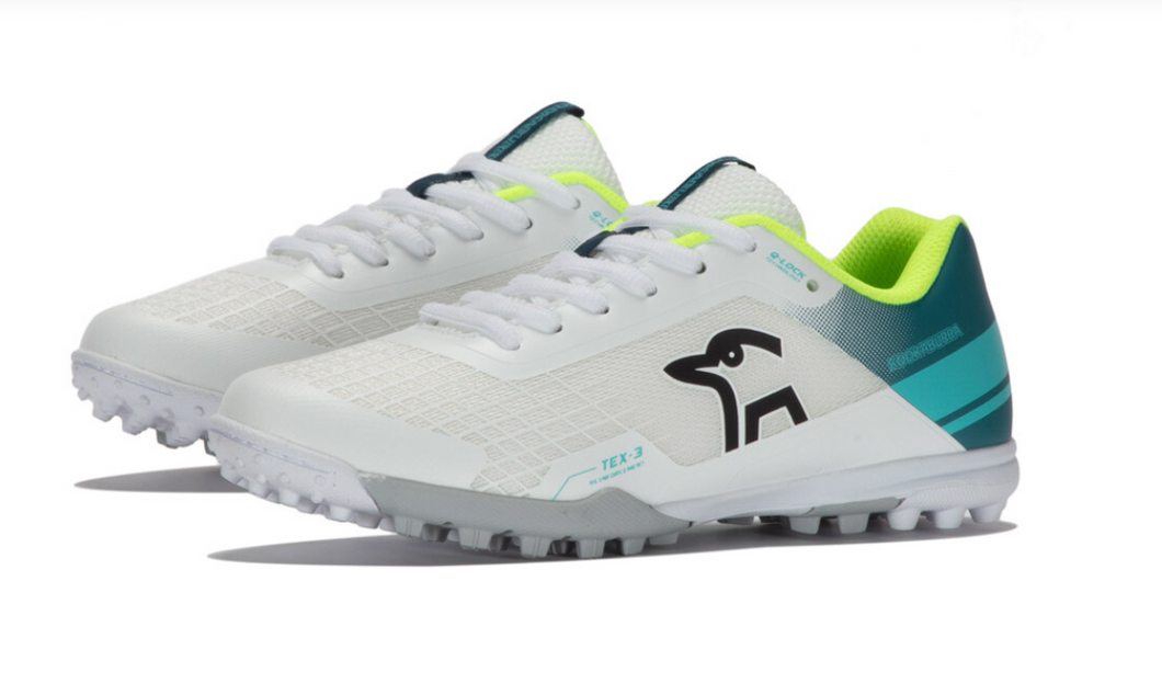 KOOKABURA JUNIOR KC 5.0 RUBBER CRICKET SHOE - WHITE/LIME