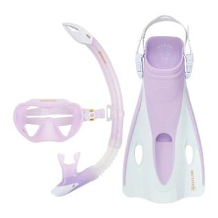 AQUALUNG NABUL MASK AND SNORKEL SET WITH FINS - PURPLE/WHITE