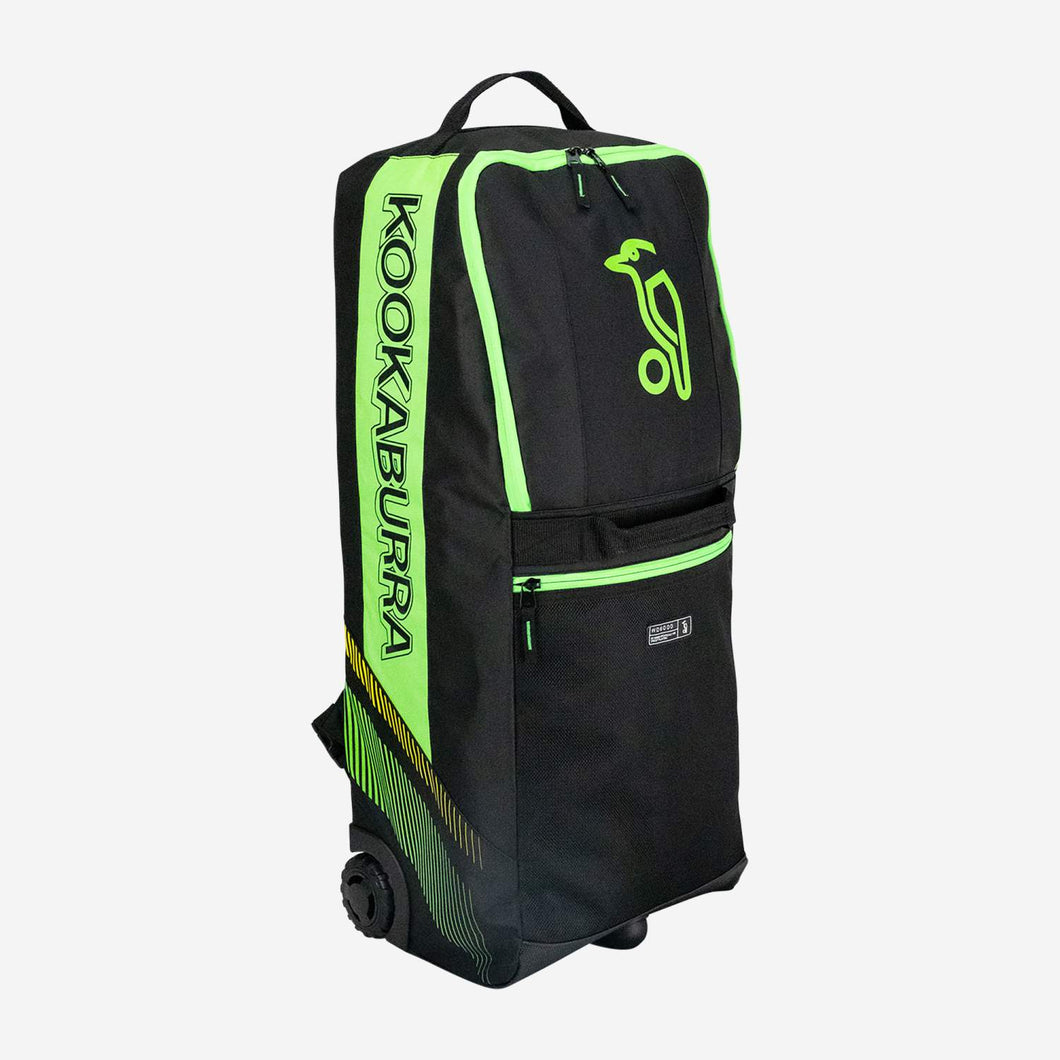 KOOKABURRA WD6000 WHEELIE DUFFLE BAG BLACK/GREEN