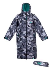 Load image into Gallery viewer, TWO BARE FEET WEATHERPROOF CHANGING ROBE AND MAT GREY CAMO TEAL ADULT
