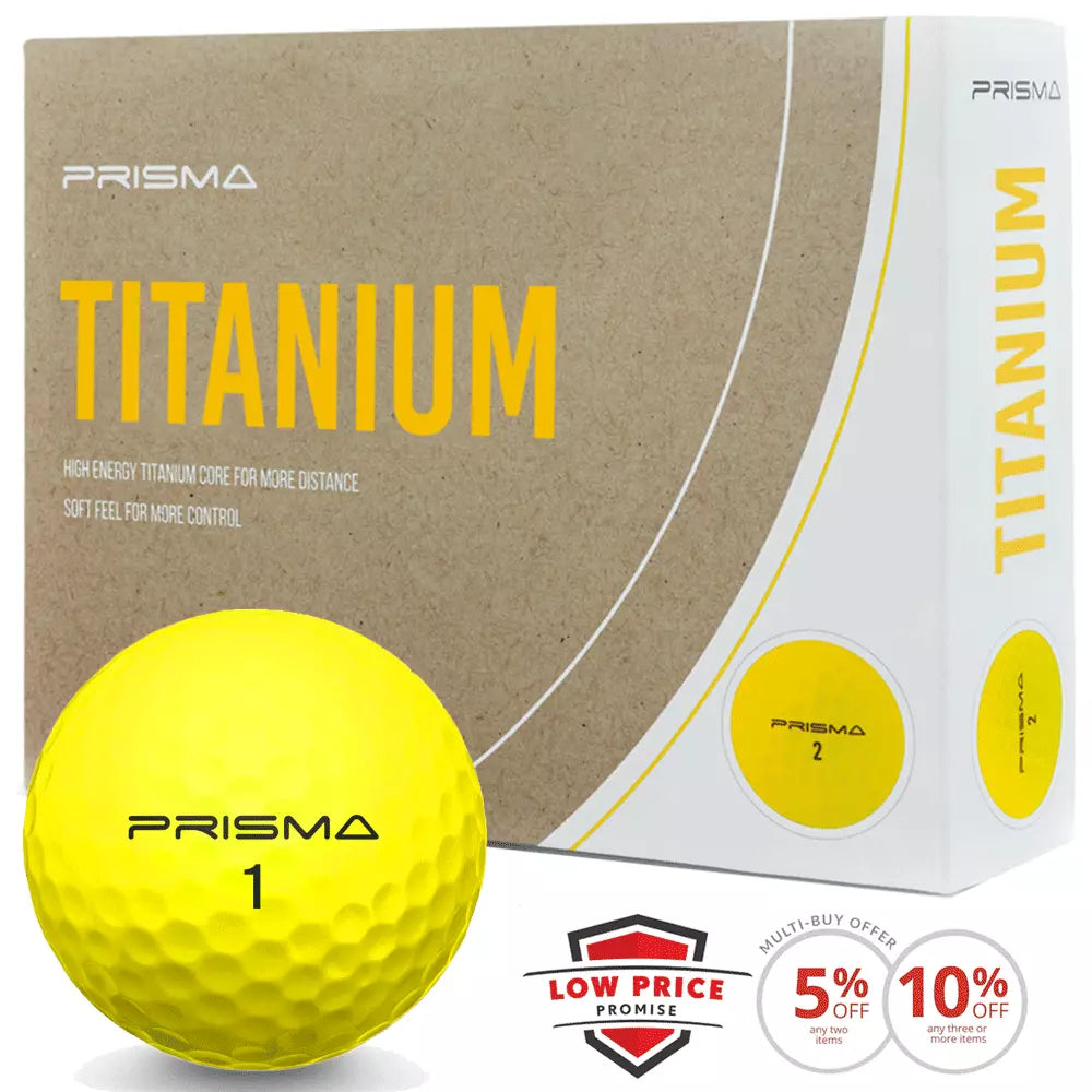 MASTERS PRISMA TITANIUM GOLF BALLS YELLOW 12 PACK