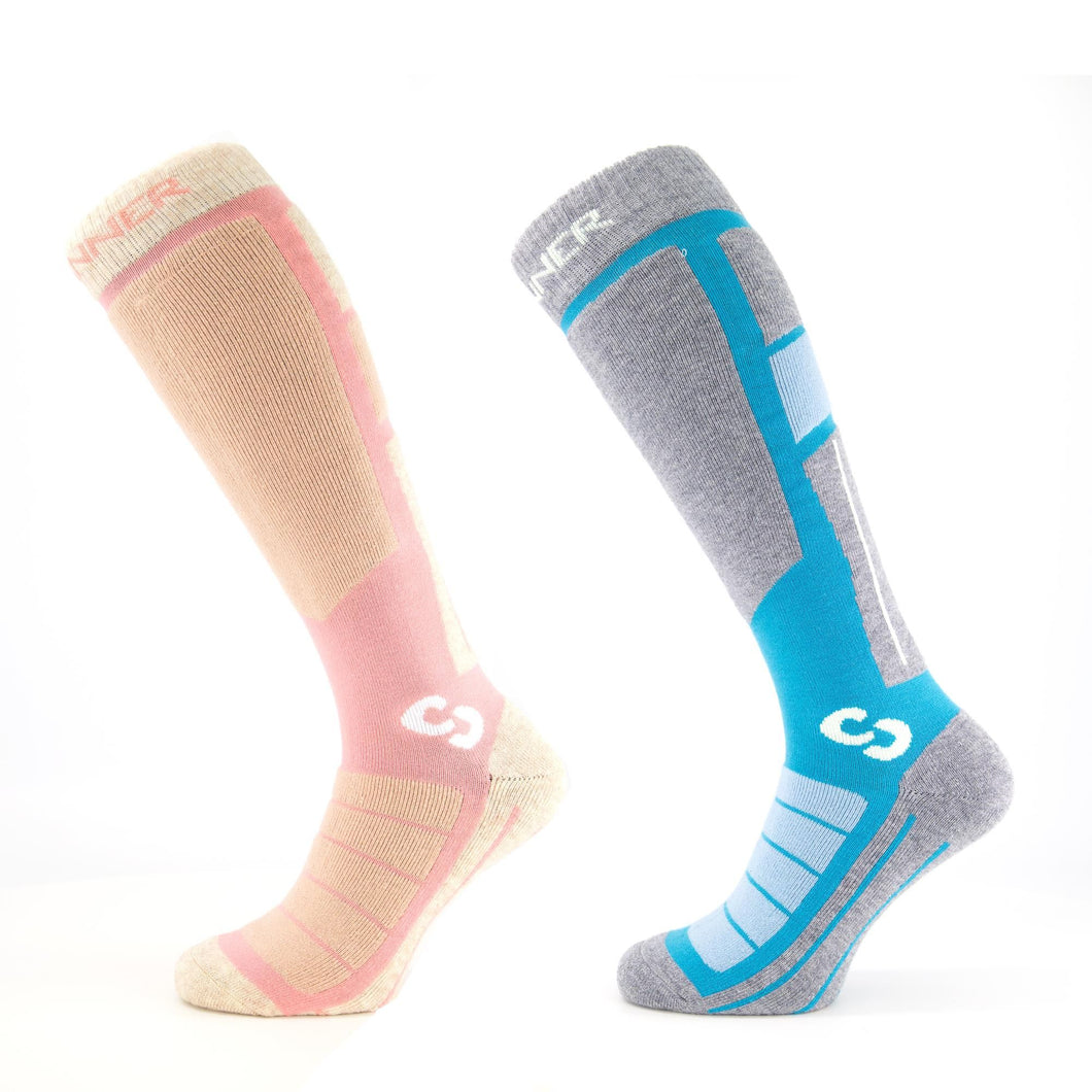 SINNER PRO SKI SOCKS 2 PACK LIGHT BLUE & LIGHT PINK