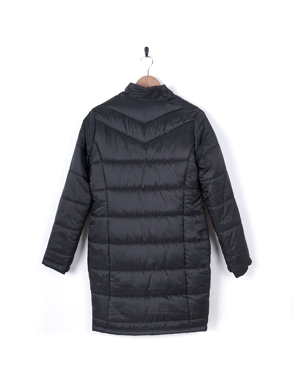 SALTROCK LADIES LONG PUFFER PANAMA JACKET BLACK