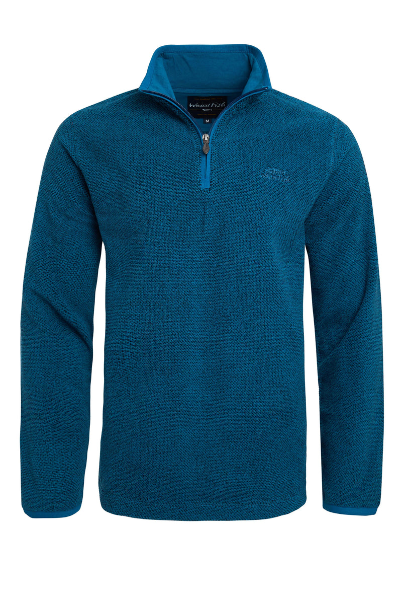 WEIRDFISH MENS ERRIL ECO 1/4 ZIP FLEECE BLUE MIRAGE